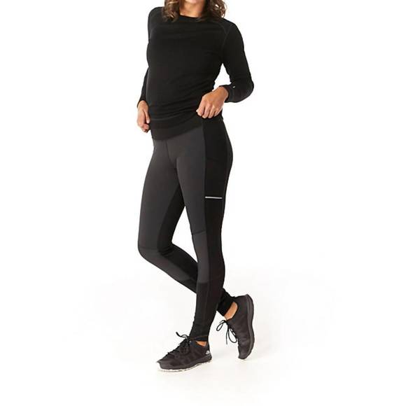 NEW SMARTWOOL women's merino sport fleece wind tight leggings in black - Picture 1 of 3